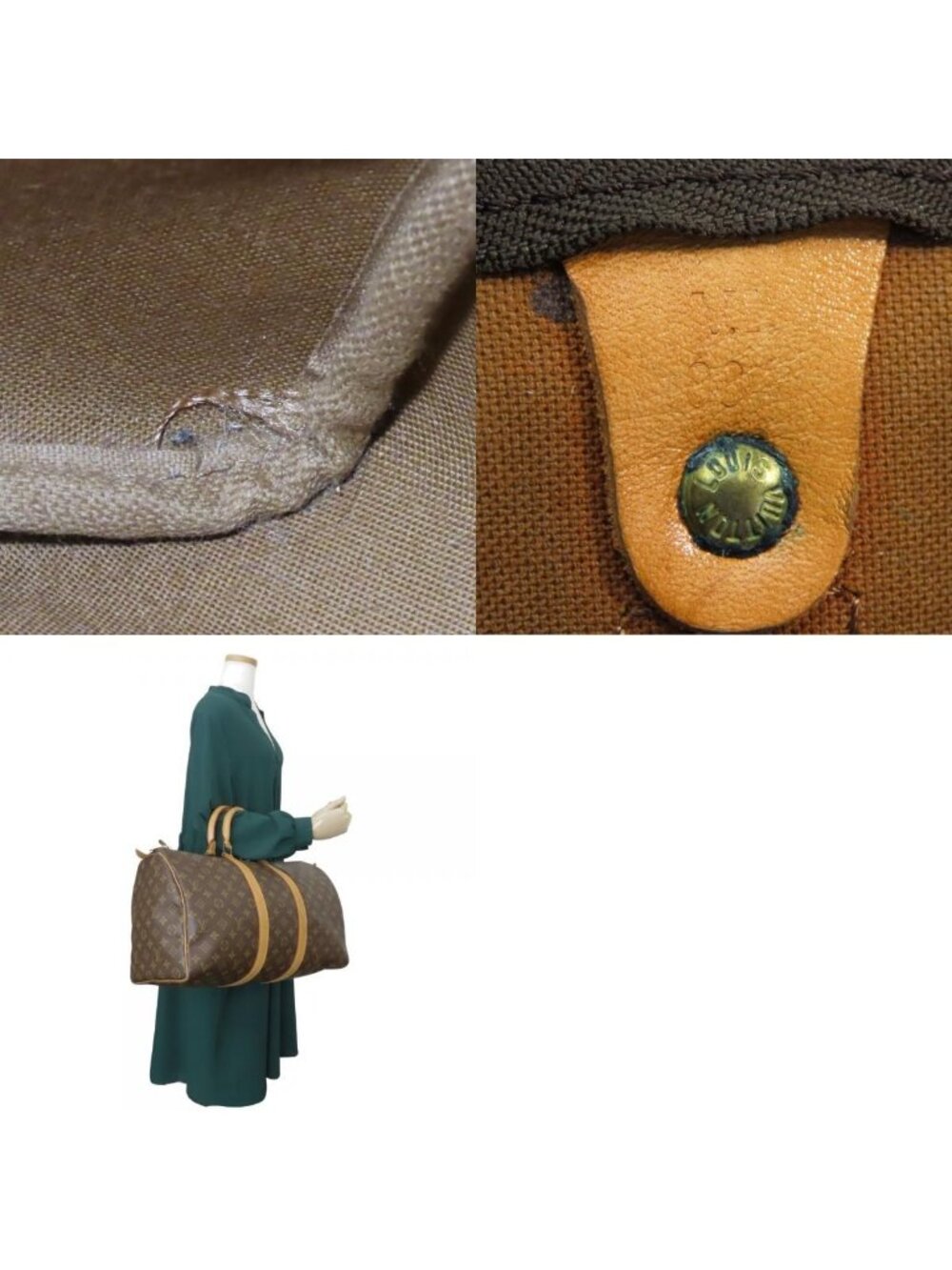 Louis Vuitton Boston Bag Keepall 45 Monogram Leather Brown Travel Business - Picture 9 of 9